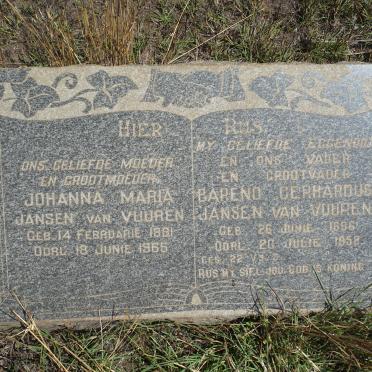 VUUREN Barend Gerhardus, Jansen van 1896-1958 &amp; Johanna Maria 1891-1965