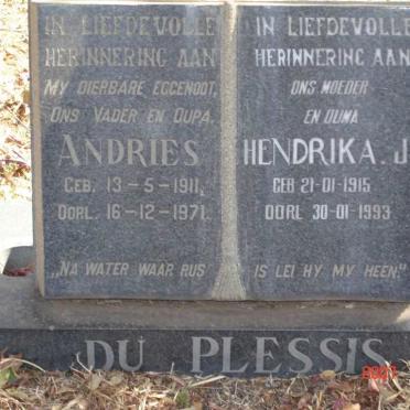 PLESSIS Andries, du 1911-1971 &amp; Hendrika J. 1915-1993