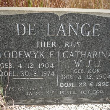 LANGE Lodewyk F., de 1904-1974 &amp; Catharina W.J.J. KOK 1904-1996