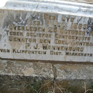 WANNENBURG Dina Maria nee UYS 1883-1918