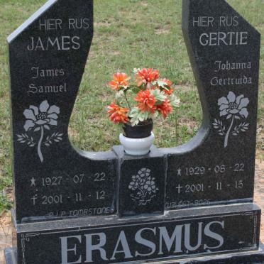 ERASMUS James Samuel 1927-2001 &amp; Johanna Gertruida 1929-2001