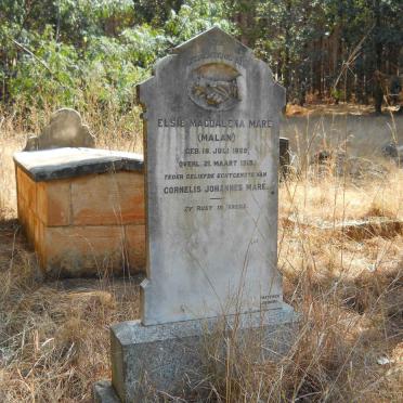 MARÉ Elsie Magdalena nee MALAN 1869-1913