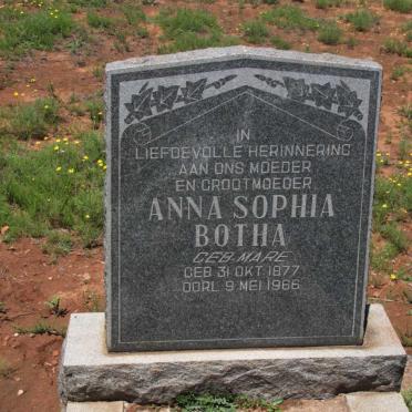 BOTHA Anna Sophia nee MARÉ 1877-1966
