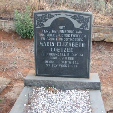 COETZEE Maria Elizabeth nee ODENDAAL 1904-1981