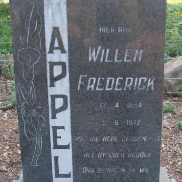APPEL Willem Frederick 1894-1972