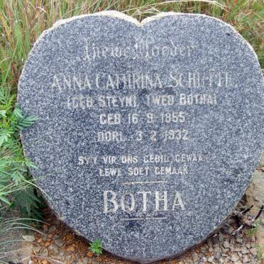 SCHUTTE Anna Cathrina previously BOTHA nee STEYN 1855-1932