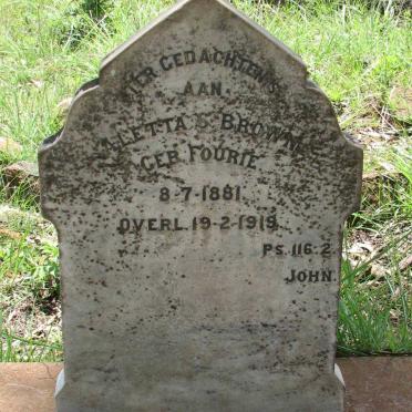 BROWN Aletta S. nee FOURIE 1881-1919