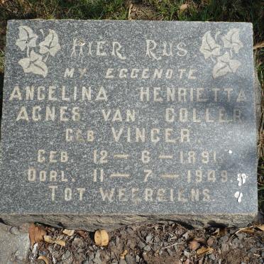 COLLER Angelina Henrietta Agnes, van nee VINGER 1891-1949