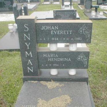 SNYMAN Johan Everett 1944-1983 &amp; Maria Hendrina 1956-