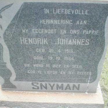 SNYMAN Hendrik Johannes 1916-1964