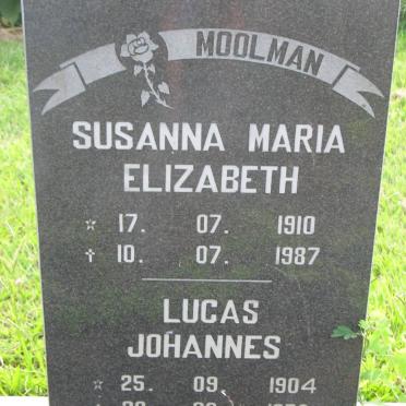 MOOLMAN Lucas Johannes 1904-1979 &amp; Susanna Maria Elizabeth 1910-1987