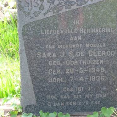 CLERCQ Sara J.S., de nee OOSTHUIZEN, 1849-1936