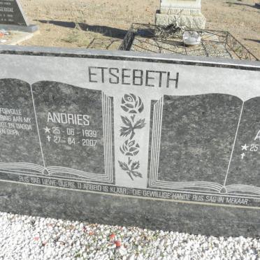 ETSEBETH Andries 1939-2007 &amp; Aletta 1942-