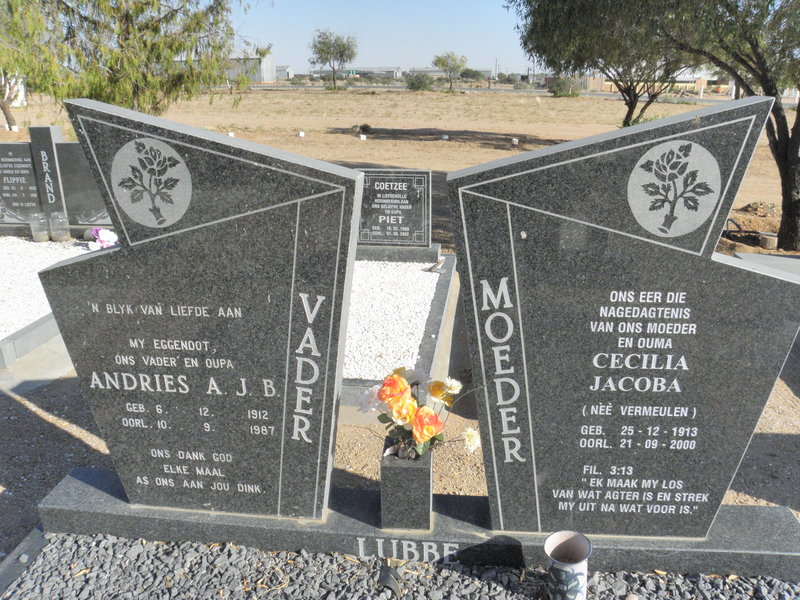 LUBBE Andries A.J.B. 1912-1987 &amp; Cecilia Jacoba VERMEULEN 1913-2000