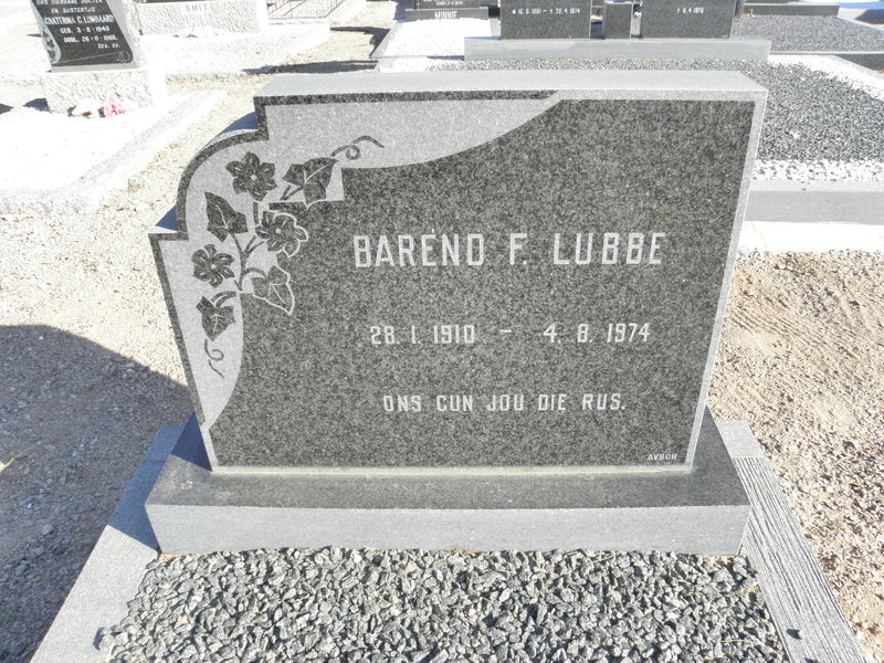LUBBE Barend F. 1910-1974