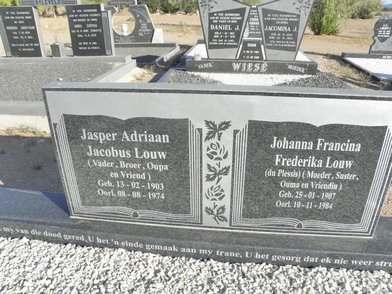 LOUW Jasper Adriaan Jacobus 1903-1974 &amp; Johanna Francina Frederika DU PLESSIS 1907-1984