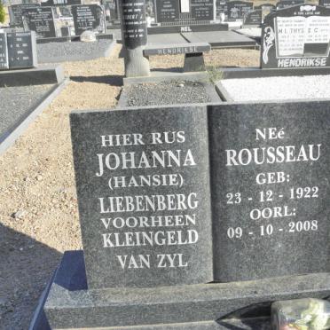 LIEBENBERG Johanna voorheen KLEINGELD voorheen van ZYL nee ROUSSEAU 1922-2008