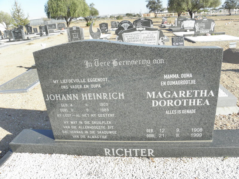 RICHTER Johann Heinrich 1909-1989 &amp; Magaretha Dorothea 1908-1999