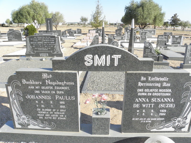 SMIT Johannes Paulus 1916-1981 &amp; Anna Susanna de WITT 1920-2004