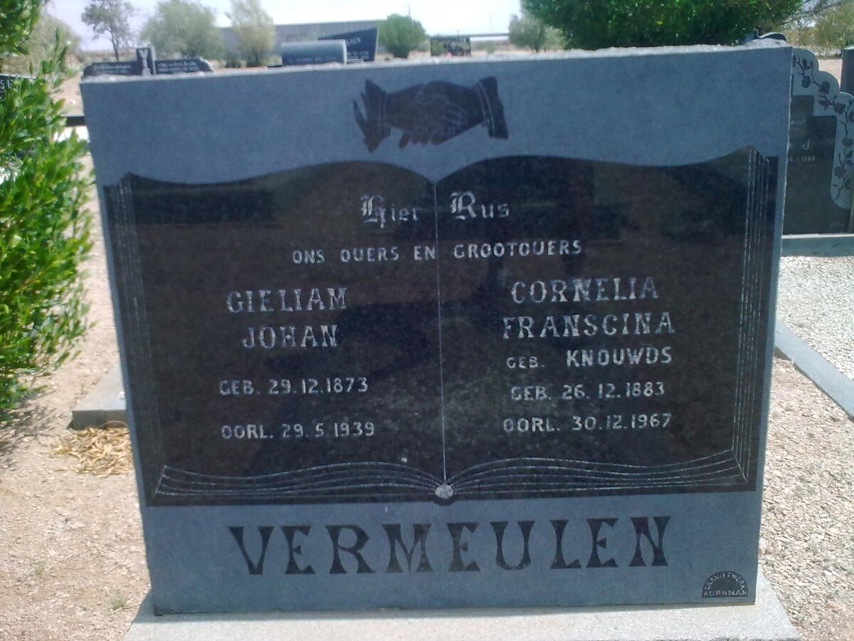 VERMEULEN Gieliam Johan 1873-1939 &amp; Cornelia Francina KNOUWDS 1883-1967