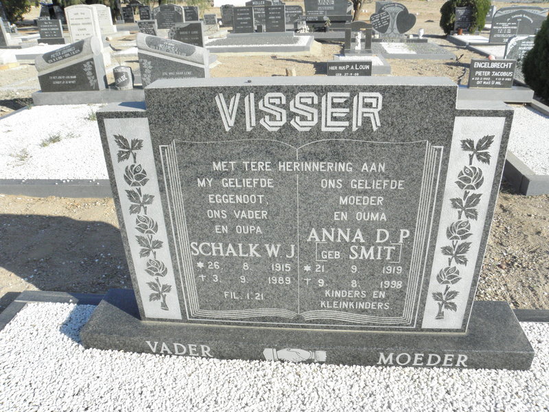 VISSER Schalk W.J. 1915-1989 &amp; Anna D.P. SMIT 1919-1998