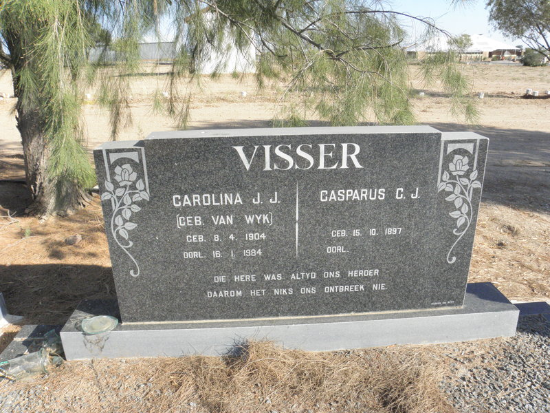 VISSER Casparus C.J. 1897- &amp; Carolina J.J.van WYK 1904-1964