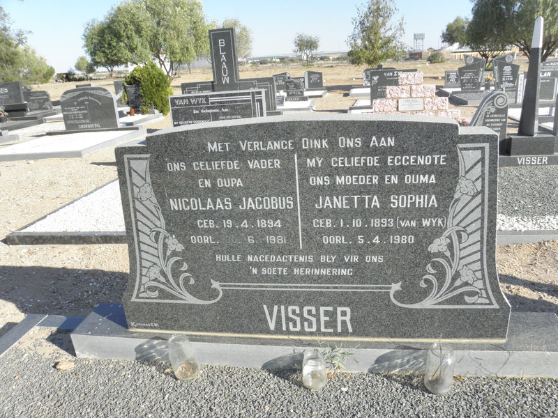 VISSER Nicolaas Jacobus 1894-1981 &amp; Janetta Sophia van WYK 1893-1980