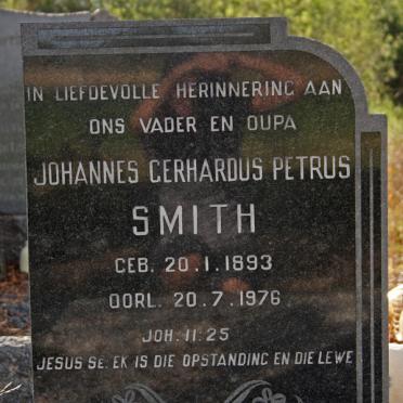 SMITH Johannes Gerhardus Petrus 1893-1976