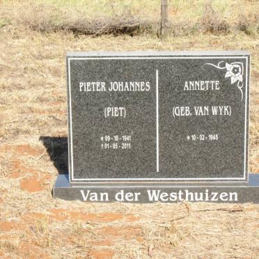 WESTHUIZEN Pieter Johannes, van der 1941-2011 &amp; Anette VAN WYK 1945-