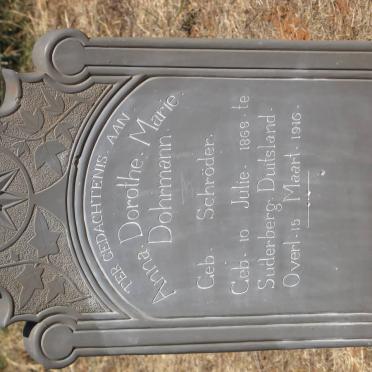 DOHRMANN Anna Dorothe Maria nee SCHROEDER 1868-1916