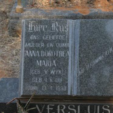 VERSLUIS Anna Dorothea Maria nee VAN WYK 1911-1990
