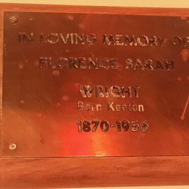 WRIGHT Florence Sarah nee KEETON 1870-1936