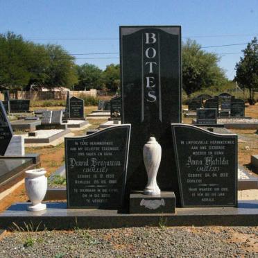 BOTES Dawid Benjamin 1930-1986 &amp; Anna Matilda 1932-
