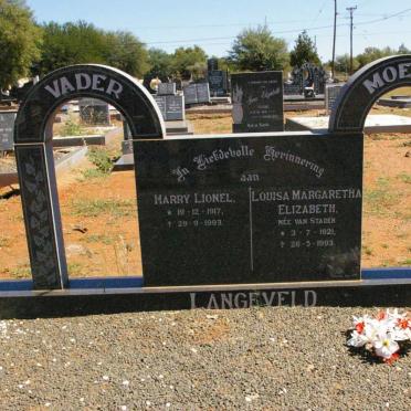 LANGEVELD Harry Lionel 1917-1993 &amp; Louisa Margaretha Elizabeth VAN STADEN 1921-1993