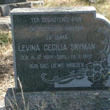 SNYMAN Louis Johannes 1896-1959 &amp; Levina Cecilia 1894-1970