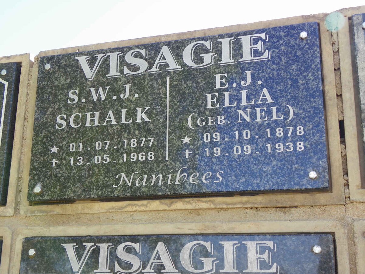 VISAGIE S.W.J. 1877-1968 &amp; E.J. NEL 1878-1938
