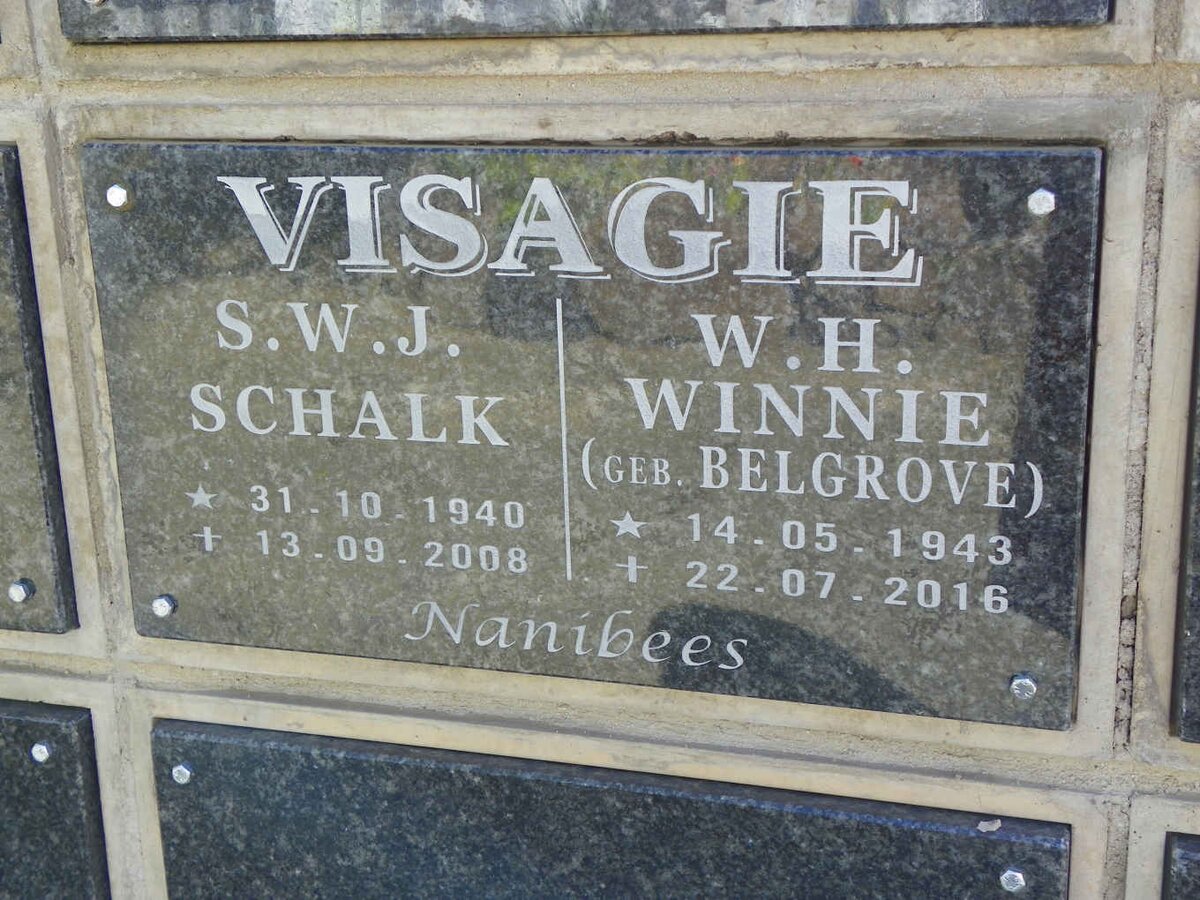 VISAGIE S.W.J. 1940-2008 &amp; W.H. BELGROVE 1943-2016