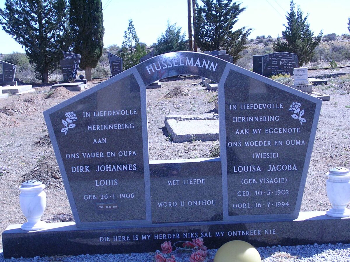 HUSSELMANN Dirk Johannes Louis 1906-2000 &amp; Louisa Jacoba VISAGIE 1902-1994