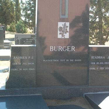 BURGER Andries P.J.1909-1965 &amp; Hendrika J. 1915-2002