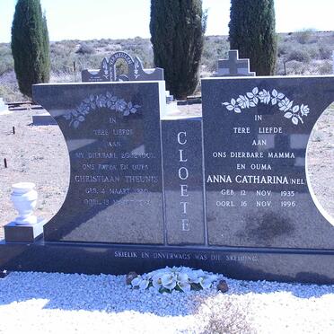 CLOETE Christiaan Theunis 1930-1978 &amp; Anna Catharina Nel 1935-1996