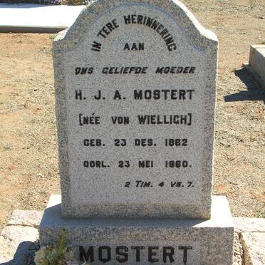 MOSTERT H.J.A. nee VON WIELLIGH 1862-1960