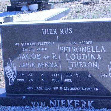 NIEKERK Jacob van R., van 1937-1986 &amp; Petronella Loudina THERON 1942-