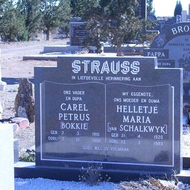 STRAUSS Carel Petrus 1910-1990 &amp; Helletjé Maria VAN SCHALKWYK 1920-1989