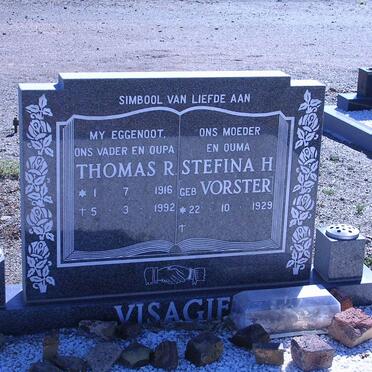 VISAGIE Thomas R. 1916-1992 &amp; Stefina H. VORSTER 1929-