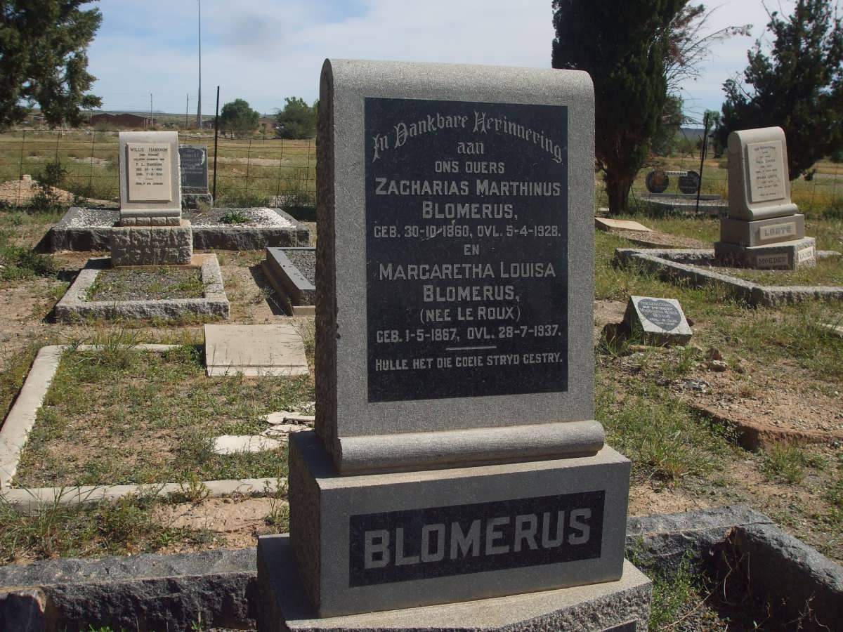 BLOMERUS Zacharias Marthinus 1860-1928 &amp; Margaretha Louisa LE ROUX 1867-1937