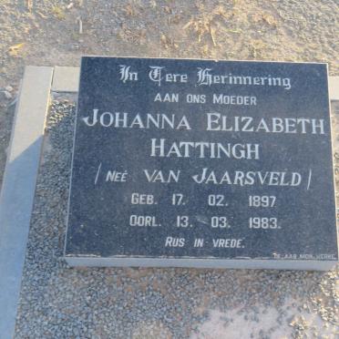 HATTINGH Johanna Elizabeth nee VAN JAARSVELD 1897-1983
