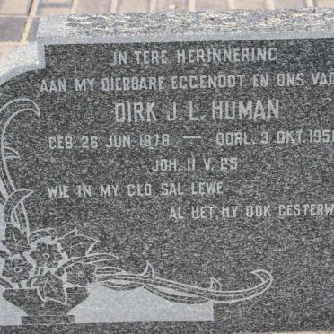 HUMAN Dirk J.L. 1878-1958 &amp; Johanna C.W. TRUTER 1888-1965