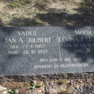 JOUBERT Jan. A. 1862-1932 &amp; Levina F.J. DE LA REY 1870-1941