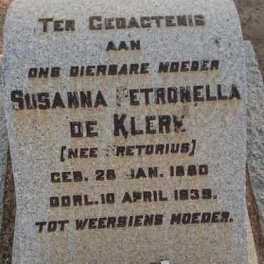 KLERK Susanna Petronella, de nee PRETORIUS 1880-1939