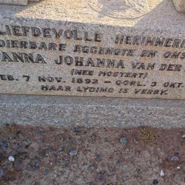 MERWE Susanna Johanna, van der nee MOSTERT 1892-1941